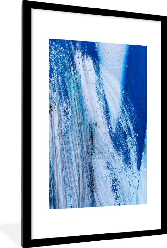 MuchoWow Gerahmtes Poster Ein Gemälde einer blauen Eruption 60x90 cm - Poster mit Schwarzem Bilderrahmen Wandposter Rahmen Foto Bilder - Dekorat...