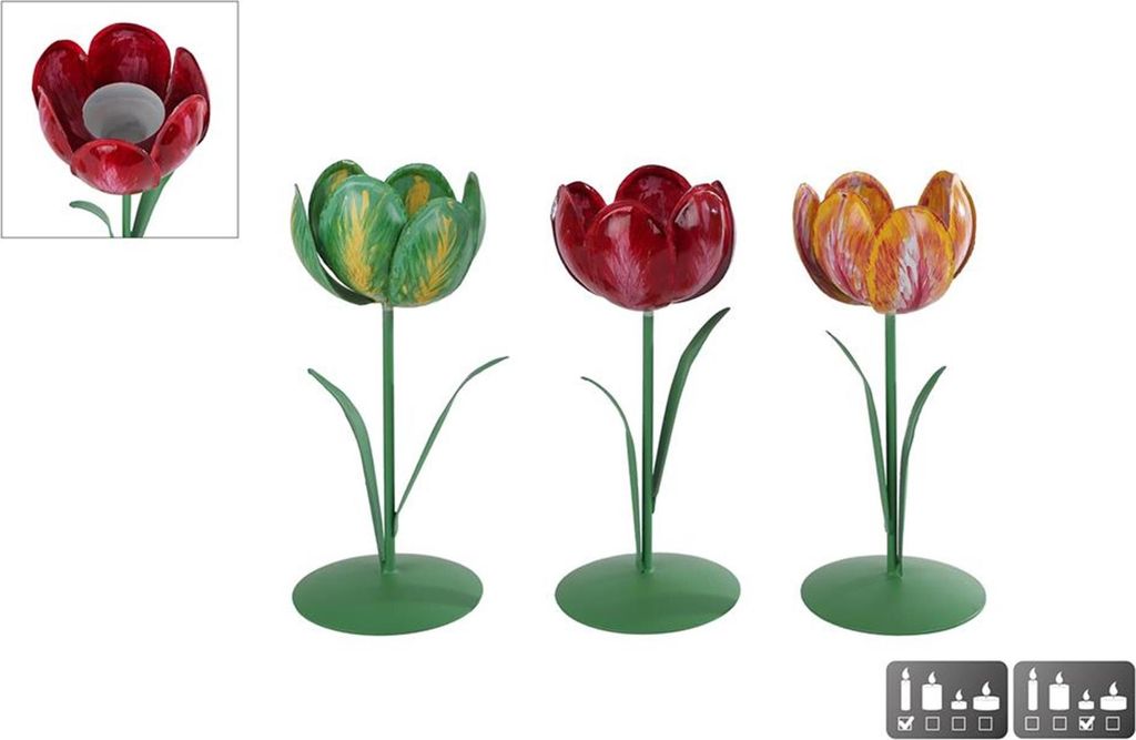 Kerzen-/Teelichthalter - Tulpe - aus Metall - ca. 20 cm - 1 Stück