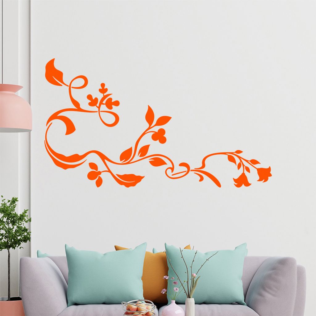 Eckeornament -Blüten - Ornament Wandtattoo in 6 Größen - Wandaufkleber Wall Sticker - Dekoration, Küche, Wohnzimmer, Schlafzimmer, Badezimmer