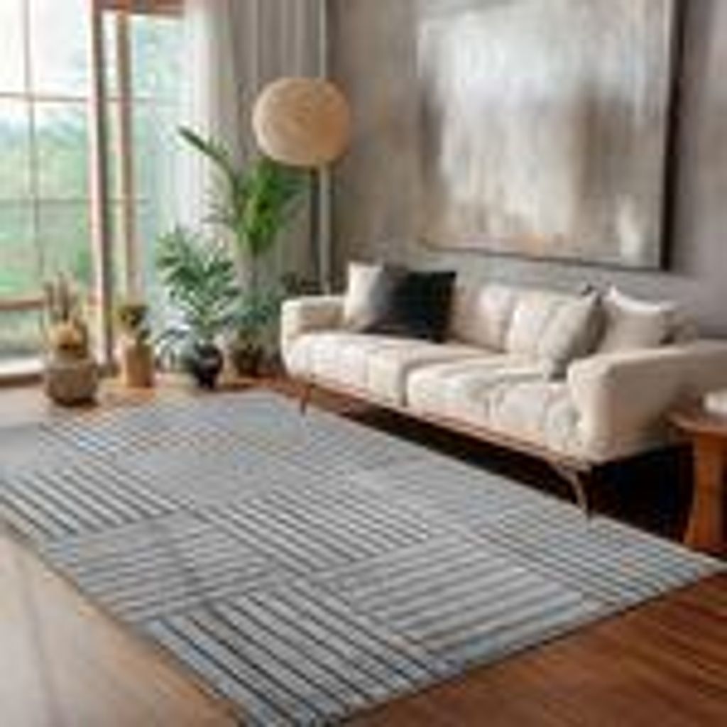 Skandinavischer Boho Wohnzimmerteppich mit Hoch-Tief-Effekt weich pflegeleicht modern langlebig kombinierbar , Größe : 140 x 200 cm , Farbe : Sil...