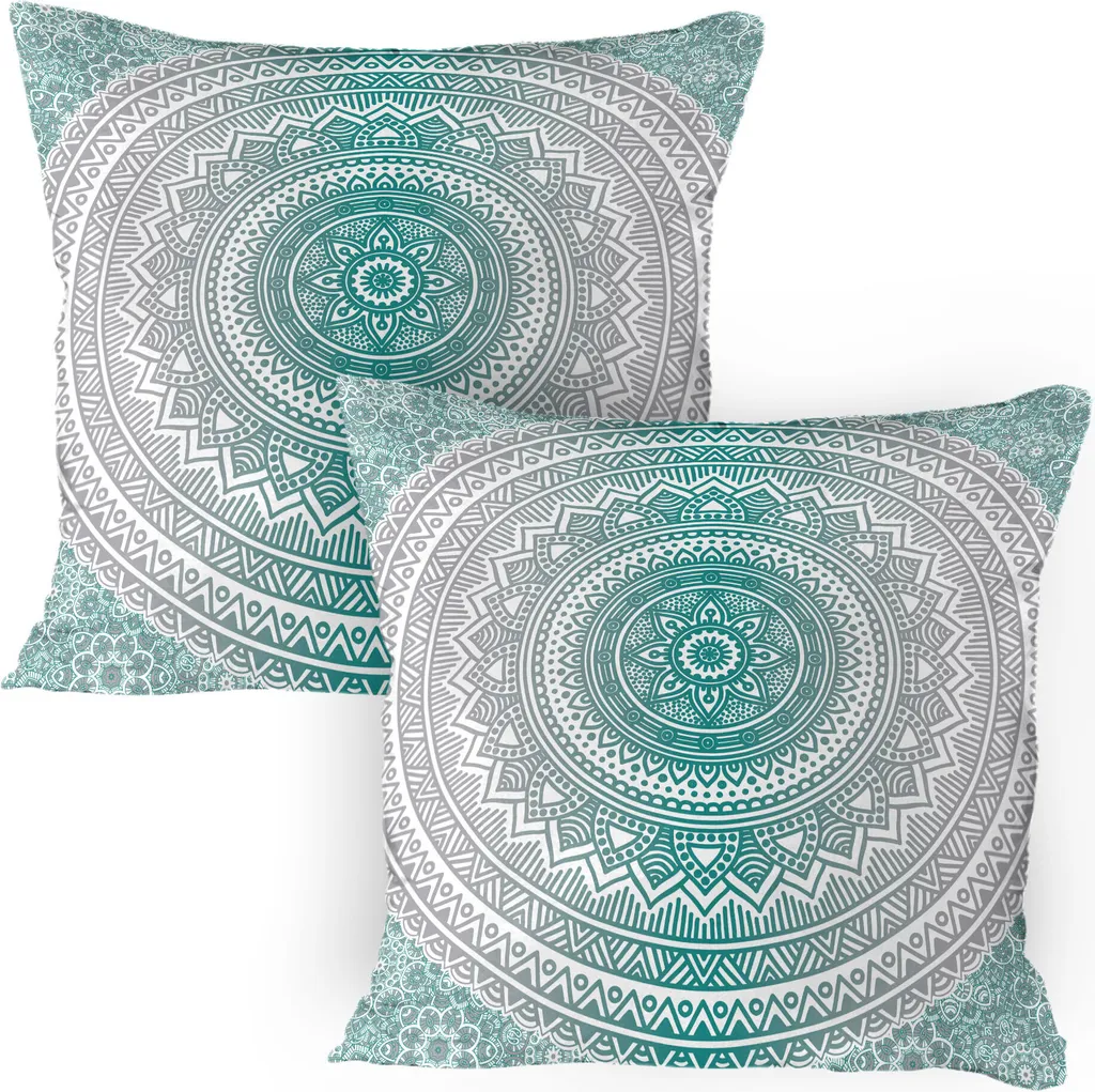 Set 2 Federe Cuscini 80x80 ABAKUHAUS - Grigio Verde Acqua Moderno