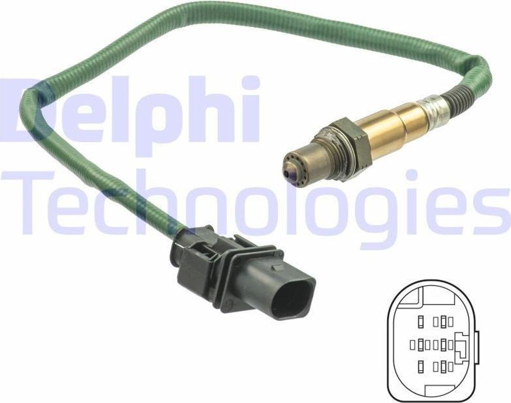 DELPHI Lambdasonde passend für MERCEDES-BENZ C-Klasse Limousine (W204) Breitband-Lambda-Sonde Beheizt 541mm ES20552-12B1