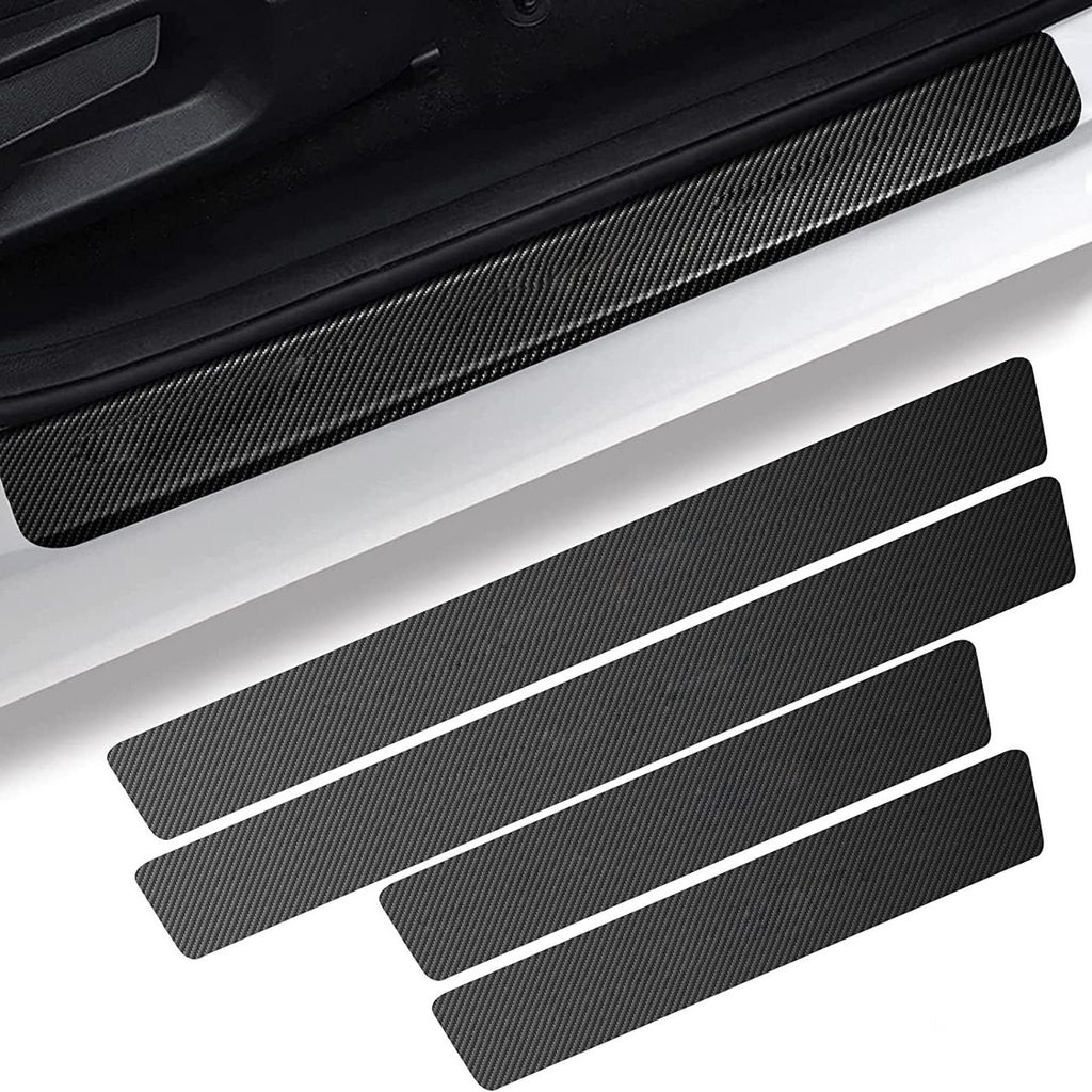 Türschweller Schutz Einstiegsleisten Carbon 4er Set, kratzfest selbstklebend, schützt Autolack, für alle Fahrzeuge Vorder- & Hintertüren