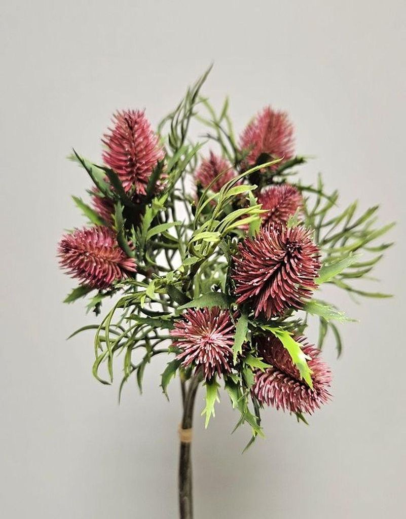artplants.de Künstlicher Edeldistel Bund SEKLINA, Altrosa, 35cm - Kunst Distelstrauß