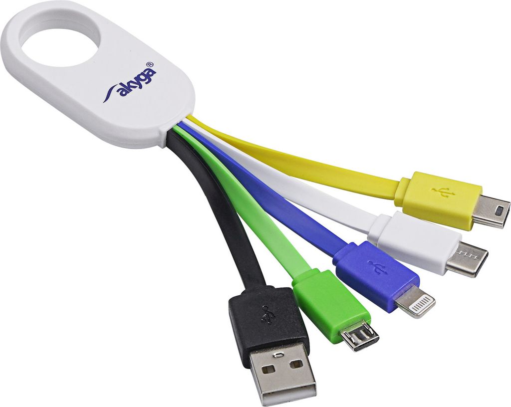 Adapter USB - USB C micro USB Lightning mini USB Akyga AK-AD-51 Brelok 5w1 5x7cm