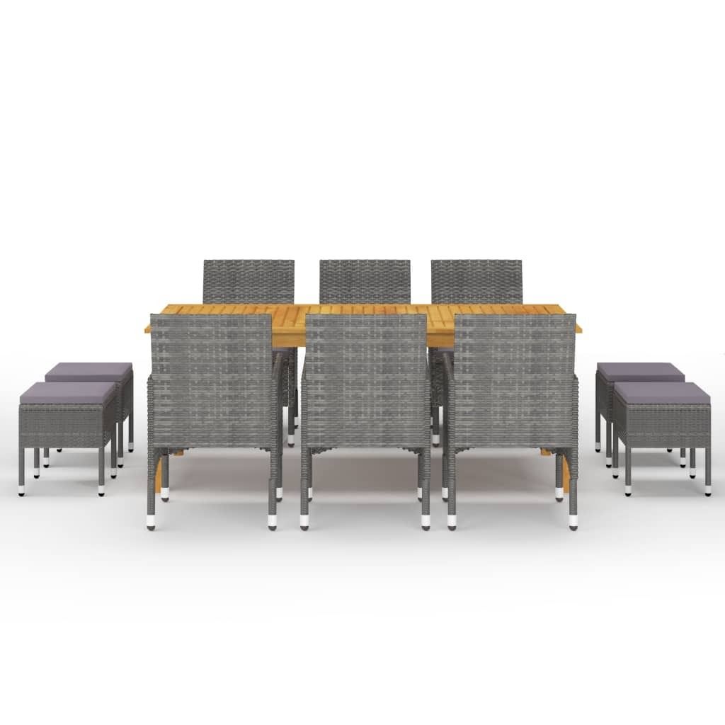 "WINTER SALE" 11-tlg. Garten-Essgruppe - Tisch und Stühlen - Balkonmöbel Set - Grau - Gartenmöbelset NEU5896794
