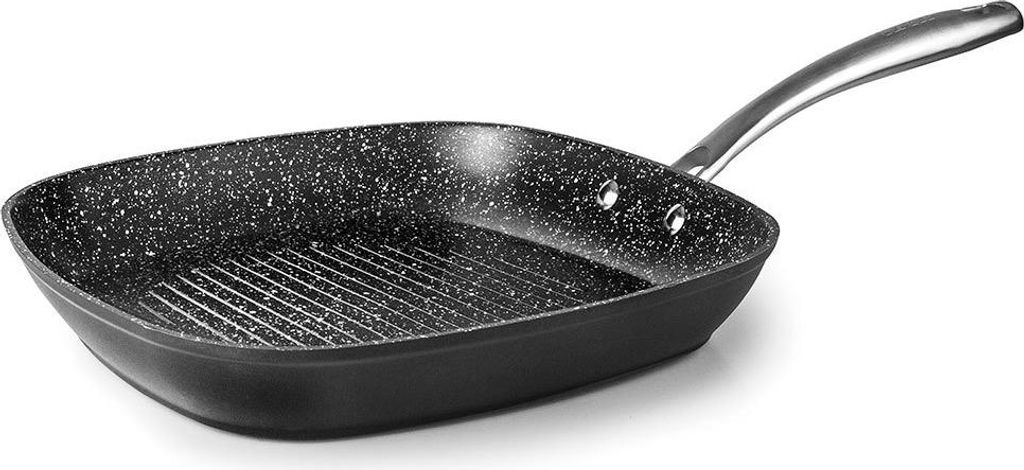 Ibili Quarzo Grillpfanne, geschmiedetes Aluminium, 28x28x4 cm, schwarz/silber