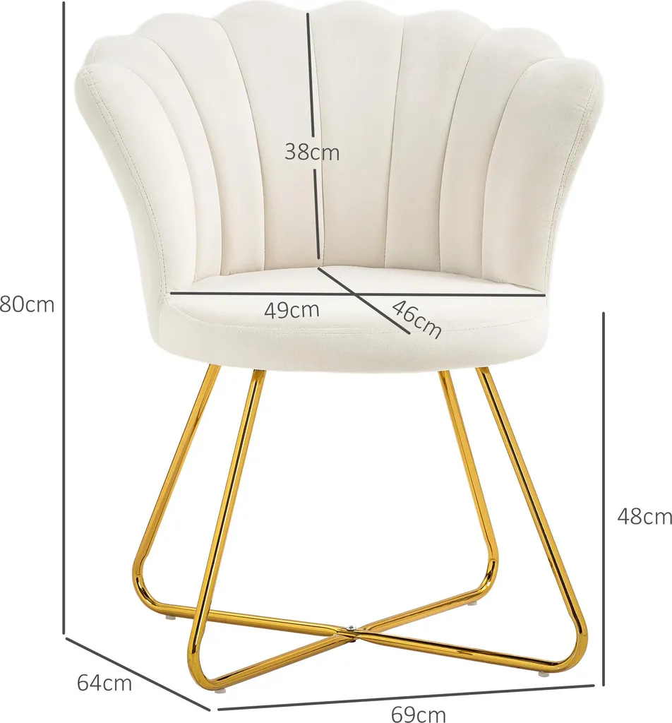 Fauteuil d'appoint velours crème pour coin lecture ou chambre cosy