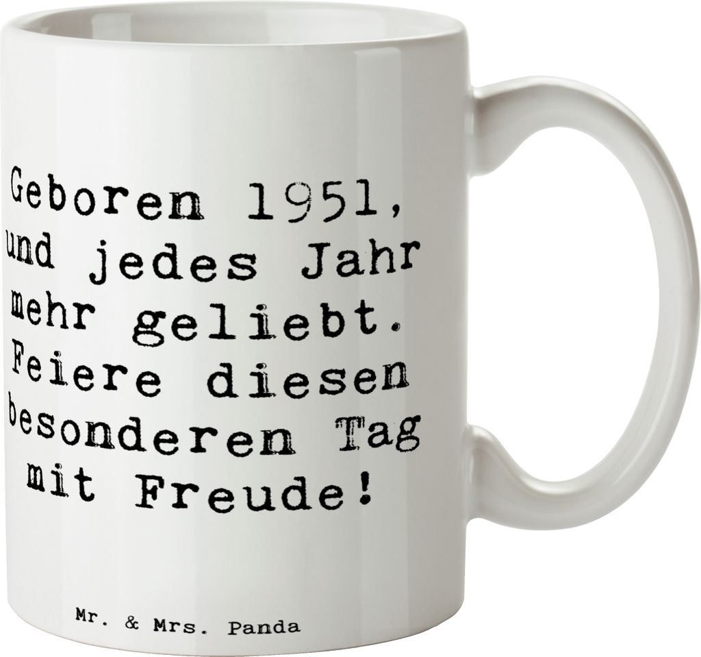 Mr. & Mrs. Panda haferl Spruch 1951 Geburtstag - Weiß - Geschenk, Jubiläum, Alter, kaffeetasse bedruckt, Happy Birthday, Kaffeebecher, Jahr mehr ...