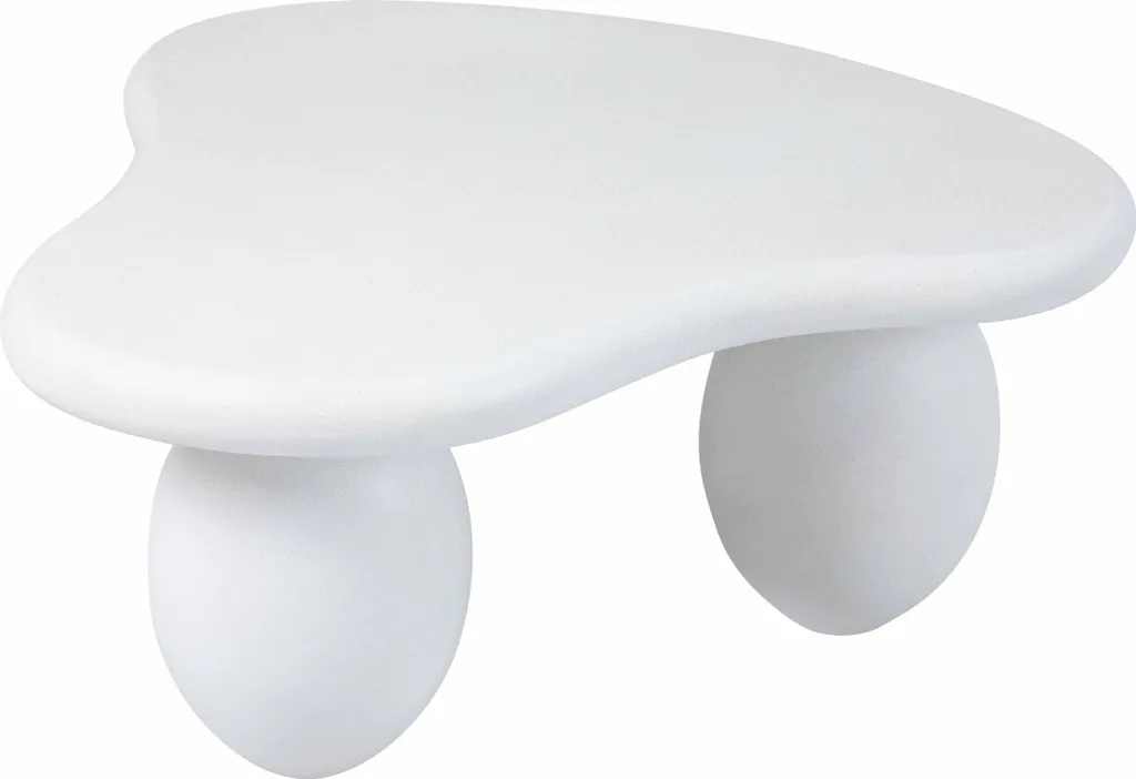 Table basse de salon de jardin grise forme galet aspect béton 80cm