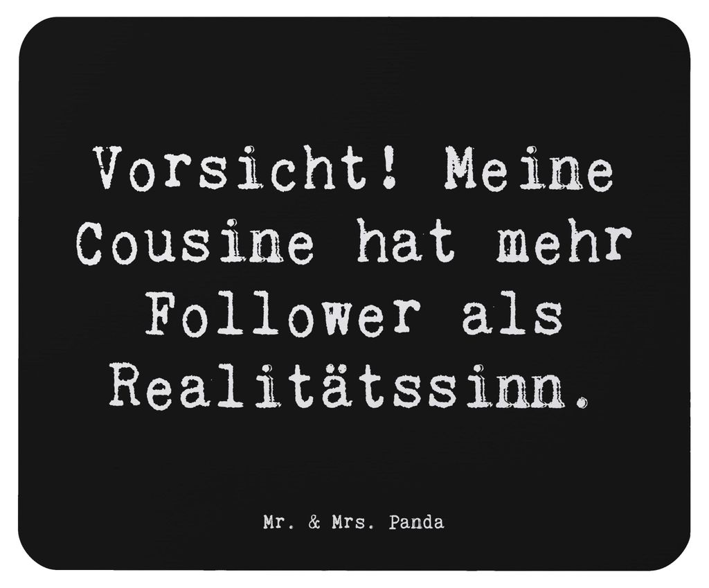 Mr. & Mrs. Panda Mouse Pad Spruch Cousine Influencer - Schwarz - Geschenk, Mauspad, Geburtstage, Weihnachten, Social Media, herzerwärmende Sprüch...