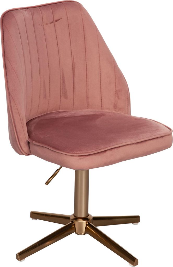 WOHNLING Bureau stoel, roze fluweel, draaistoel met Productafbeelding 