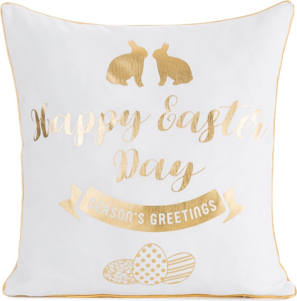 EUROFIRANY | Kissenhüllen - WIOSNA65 - 45x45 cm - Ostern - Elegantes Design mit Goldener Titel