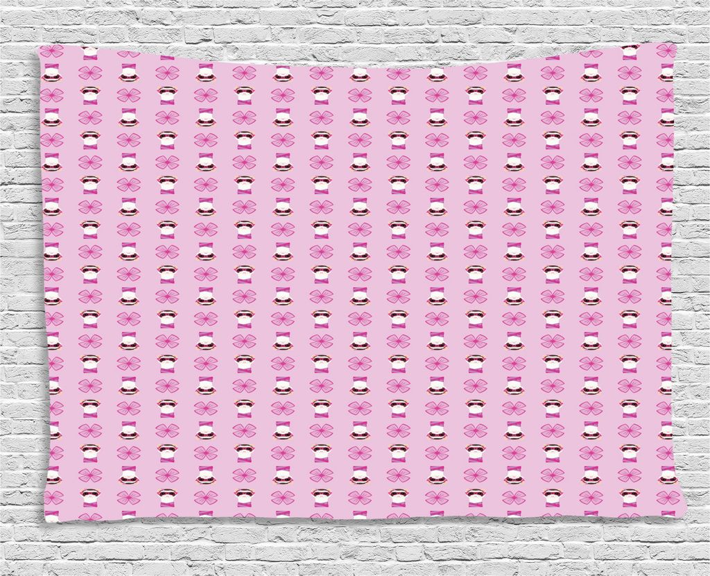 ABAKUHAUS Ferret Wandteppich, Tier mit Brille Schal, Wohnzimmer Schlafzimmer Heim Seidiges Satin Wandteppich, 200 x 150 cm, Baby-Rosa-Fuchsia Taupe...