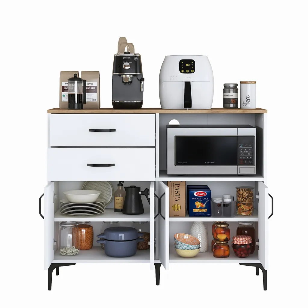 Buffet de Rangement Blanc 120 cm Armoire Multi-usage pour la Maison - 10
