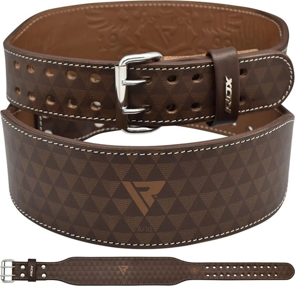 RDX Sports ARLO 4 Inch Medium Tan Leather Weightlifting Belt - Größe: 2XL