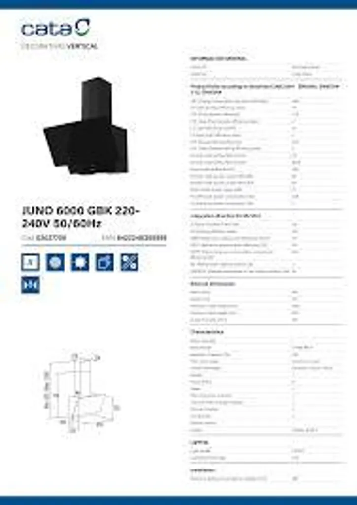 Hotte cuisine JUNO 6000 GBK idéale pour éliminer les odeurs de cuisson - 2