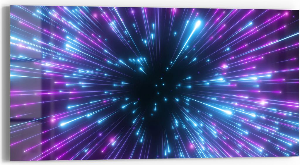 DEQORI Glasbild Echtglas 60x30 cm 'Lichter der Zukunft' Wandbild Bild modern Deko