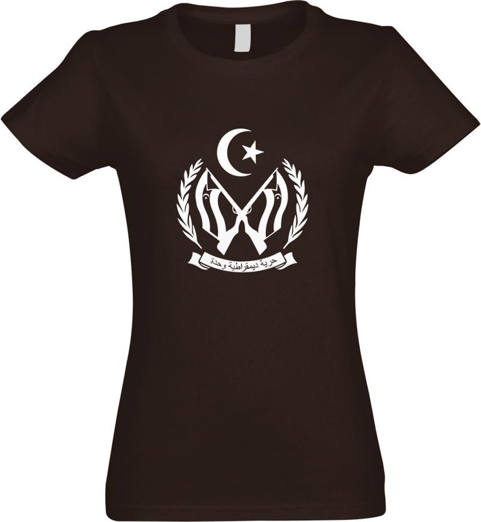 Kiwistar - T-Shirt tailliert - Damen - Chocolate - Sahara Wappen - mit Motiv Bedruckt - Funshirt Design - Sport - Freizeit - Damen - XXL
