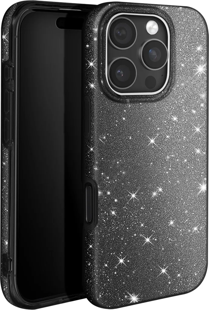 Offerta Cover Avizar iPhone 16 Pro Max Nera Glitter | Antiurto Slim