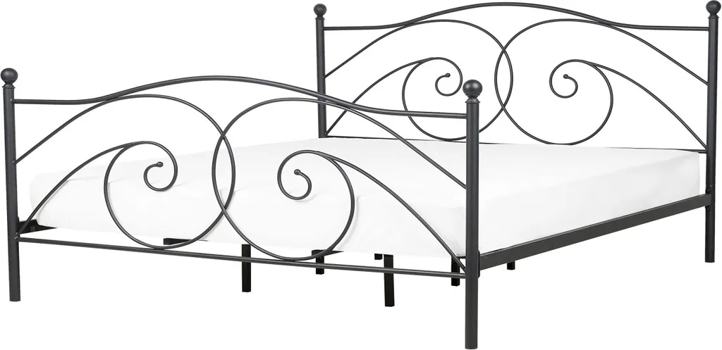 Lit en métal noir 160x200 stable et silencieux - Cadre robuste moderne