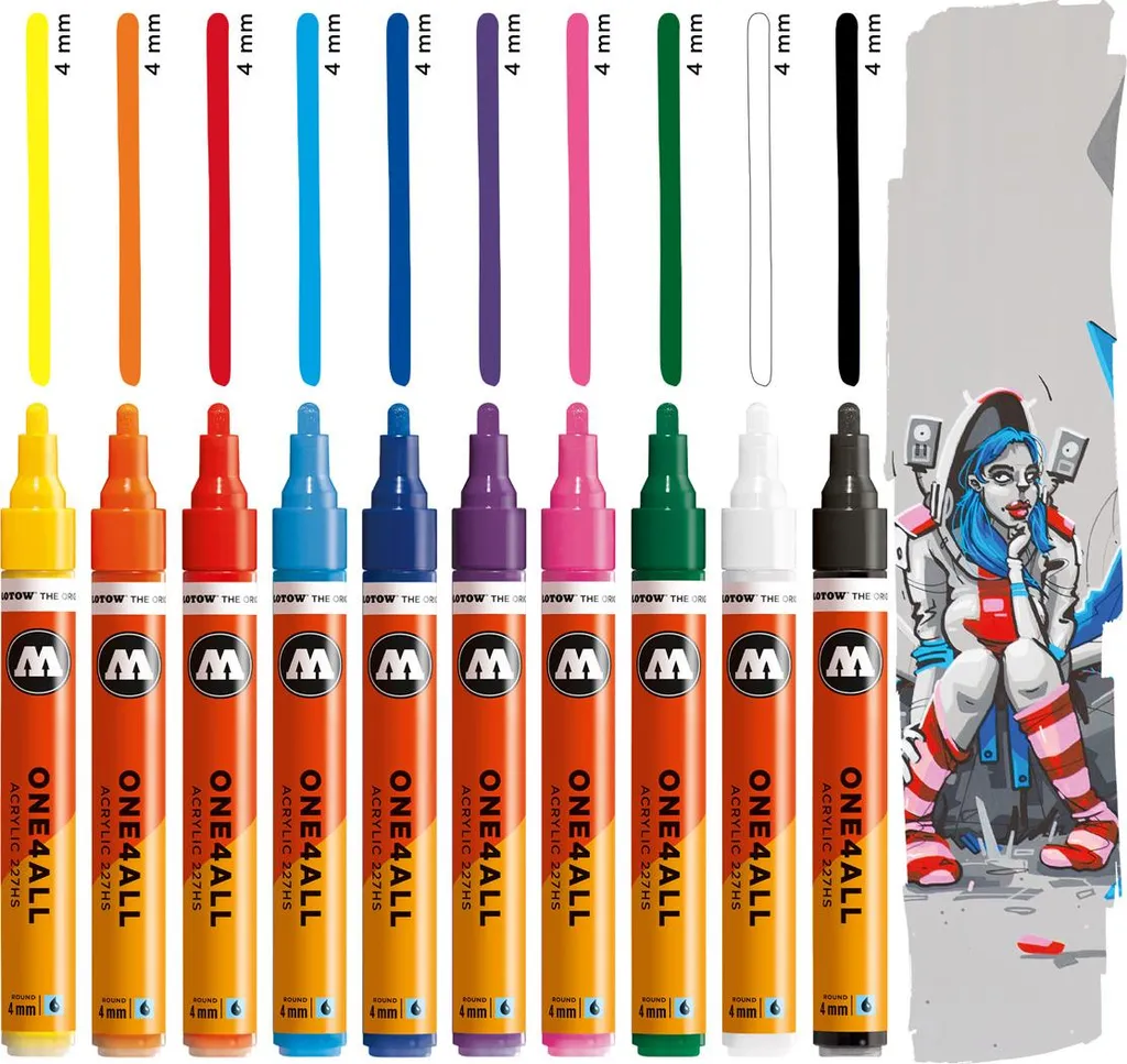 Kit 10 Marqueurs Molotow ONE4ALL 227HS 4mm pour Customisation et Art - 5