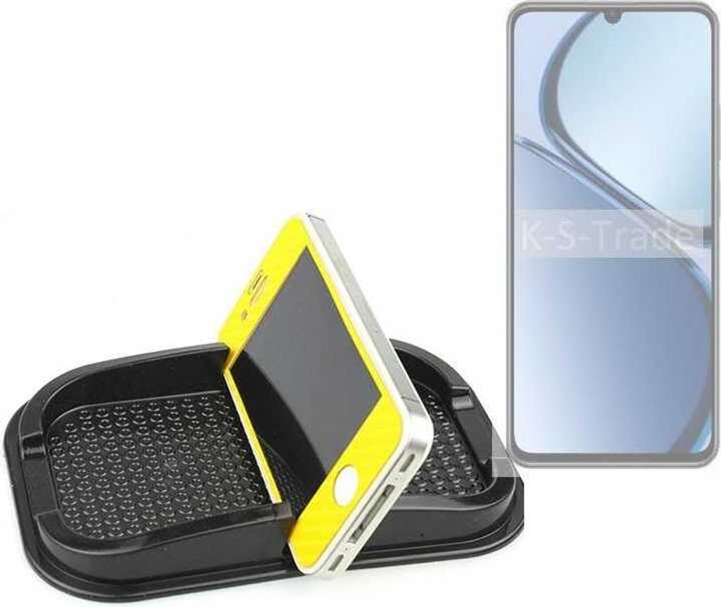 K-S-Trade Auto Anti Rutsch Matte Smartphone-Halter kompatibel mit Realme C63 Haft Pad Armaturenbrett Handy-Halterung Silikon