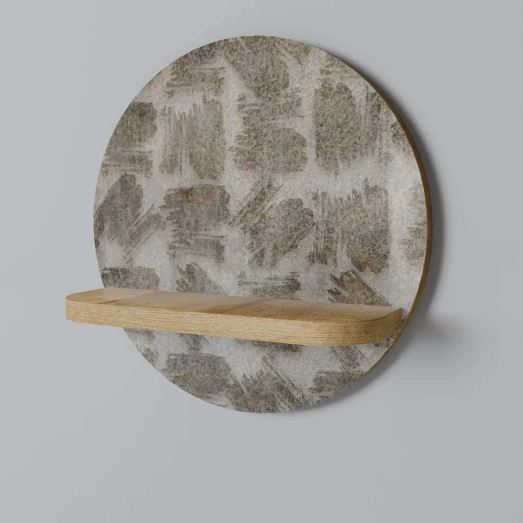 Étagère ronde finition floue élégante - Support mural en bois clair