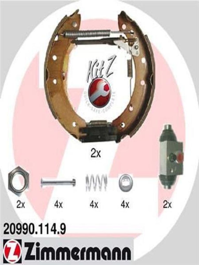 ZIMMERMANN Bremsensatz Trommelbremse Hinten passend für PEUGEOT 206 Schrägheck (2A/C) 20990.114.9