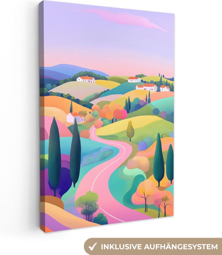 Leinwand Bilder 60x90 cm - Eklektisch - Landschaft - Pastell, Bild Modern, Wanddeko, Gemälde