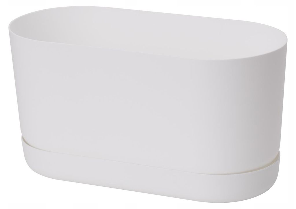 Satina 27 Länglicher Blumentopf mit Untersetzer | Weiß Produktbild 