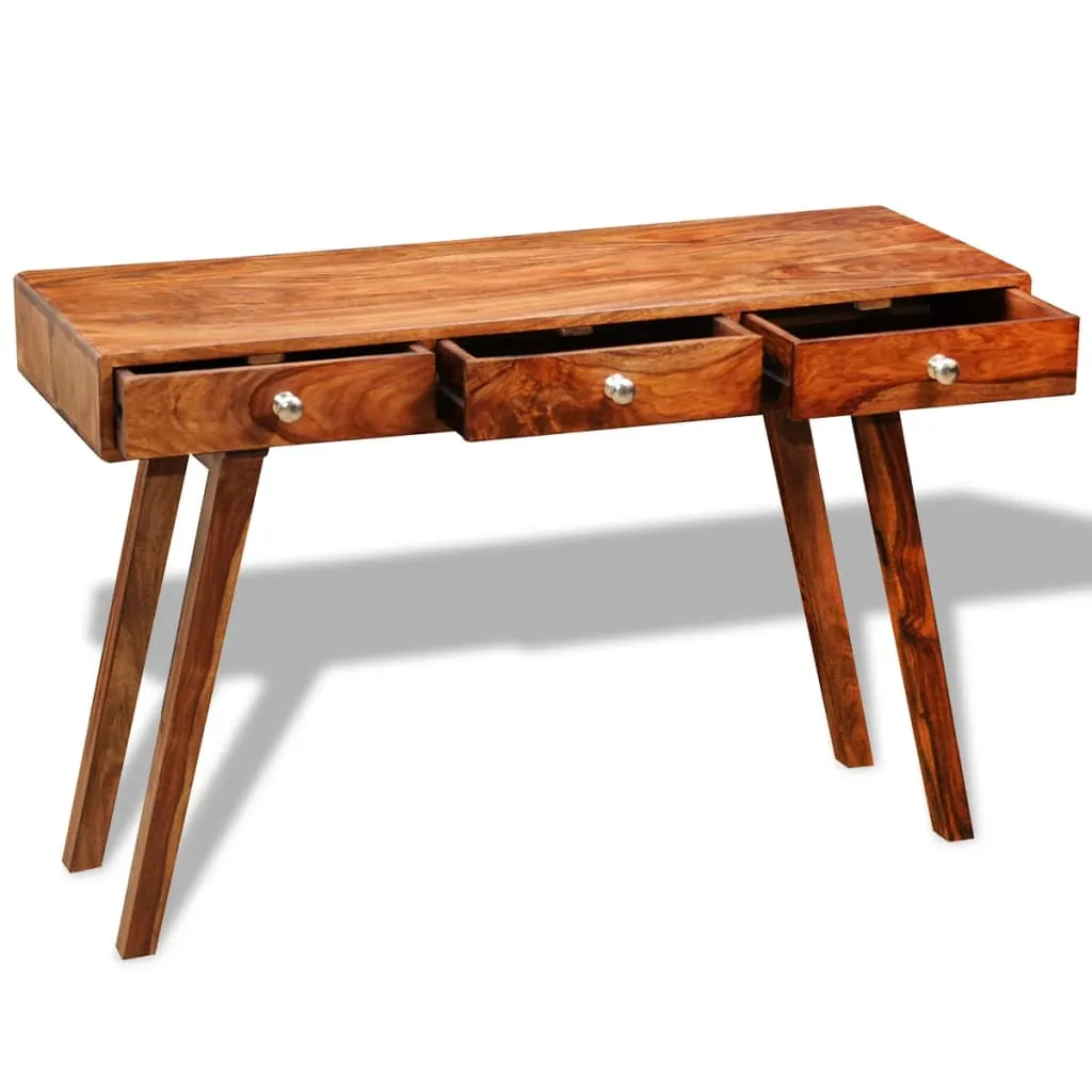 Table Console 3 Tiroirs en Bois Massif 76 cm : Style Rustique et Robuste