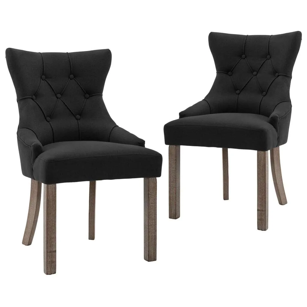 Chaise de salle à manger 2 pcs tissu noir - Assise stable et durable