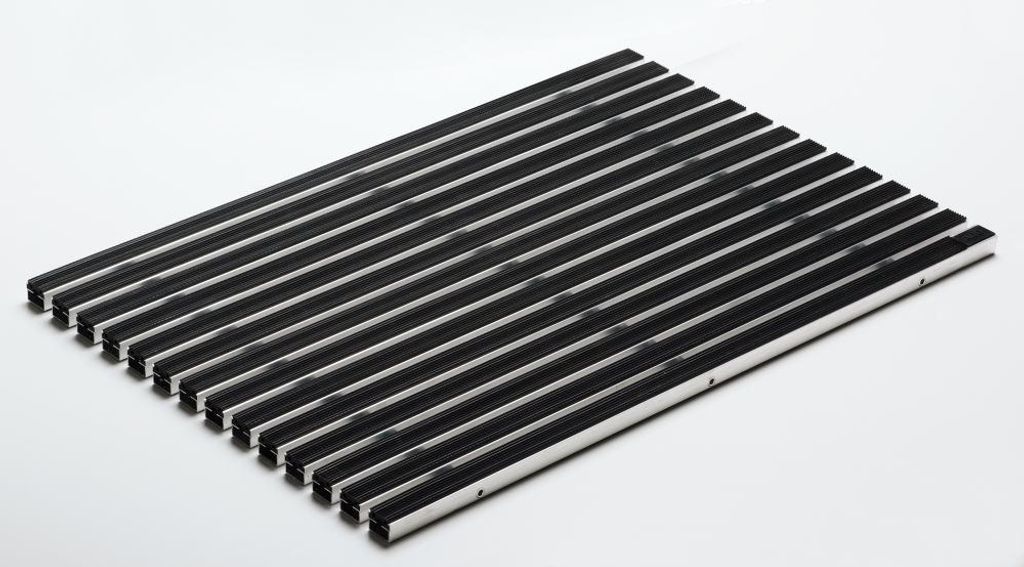 ACO Schuhabstreifermatte Alu schwarz, mit Gummistreifen, 75 Produktbild 
