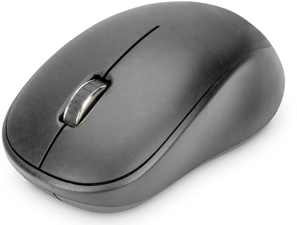 Digitus Wireless Optical Mouse, 3 Tasten, Silent, Beidhändig, Optisch, RF Wireless, 1200 DPI, Schwarz