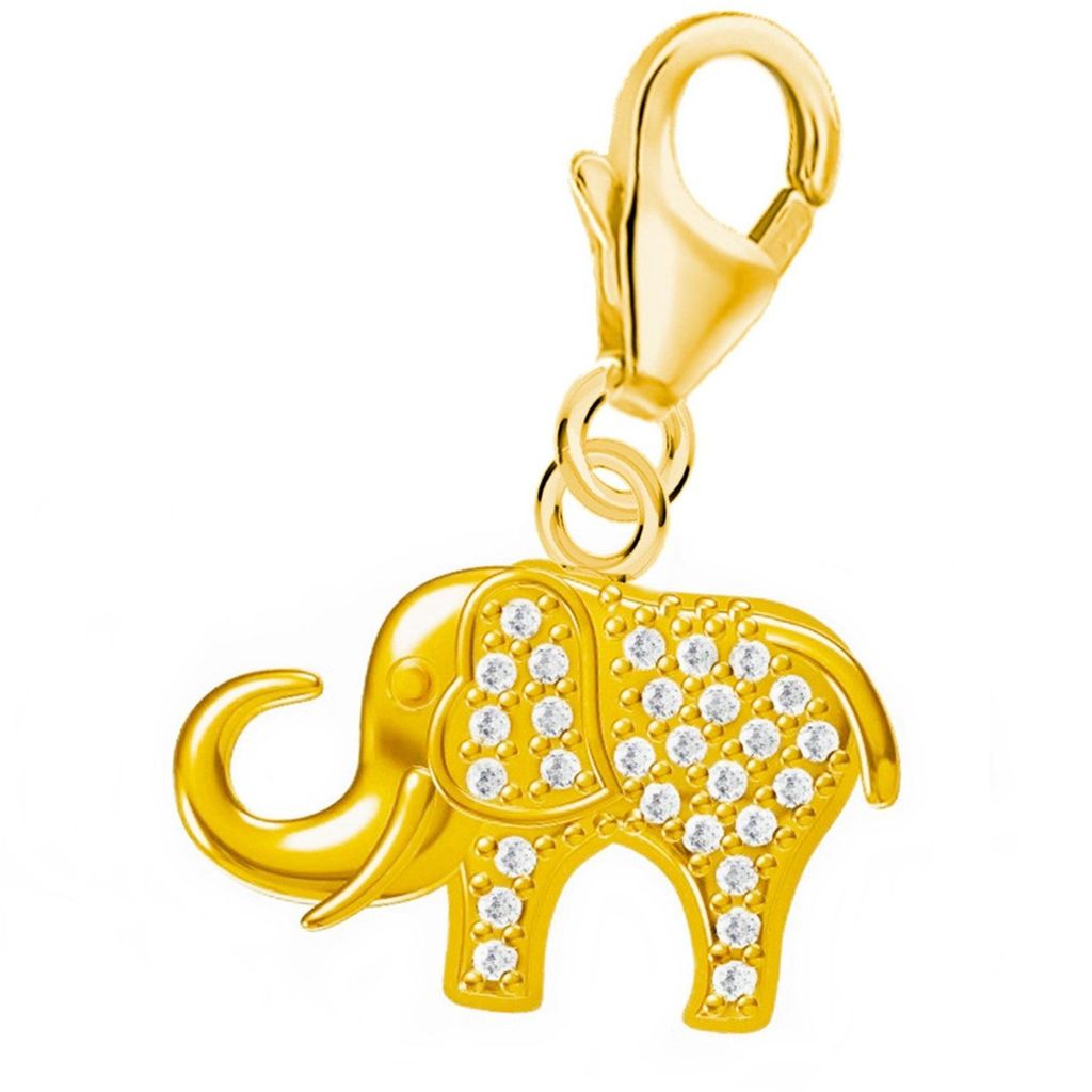 Elefant Charm Anhänger in Gelbgold I Echtschmuck Glücksbringer

