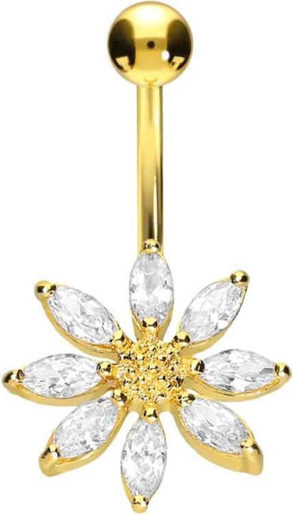 Bauchnabelpiercing Chirurgenstahl Bananabell KRISTALLBLUME