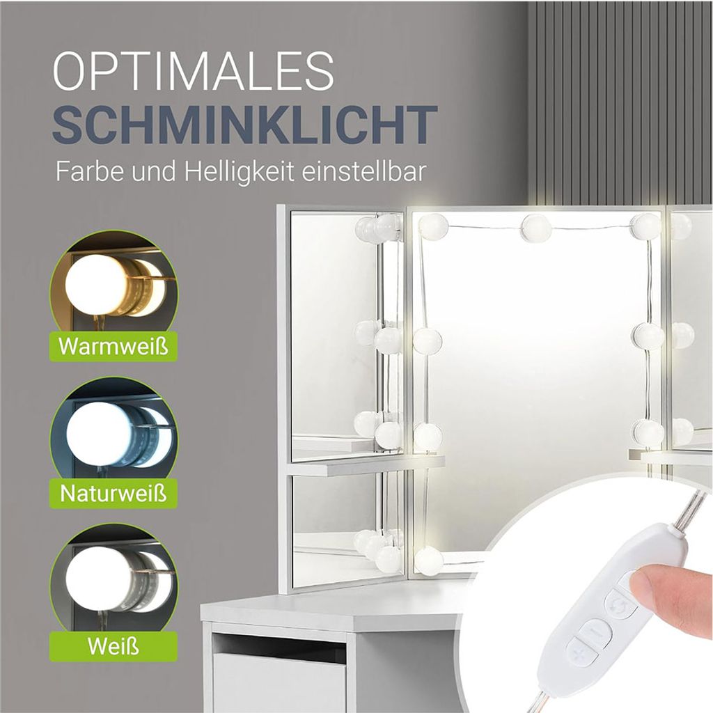 Toaletní stolek Nova 28123, s LED osvětlením, se zrcadlem, Obrázek produktu 13