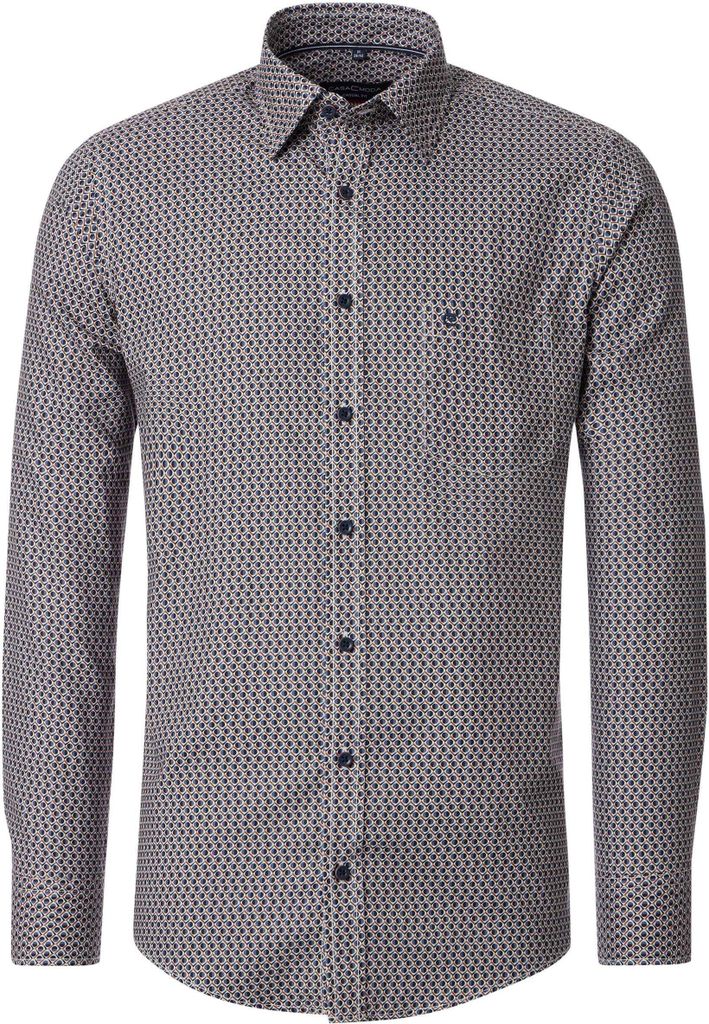 CASAMODA Herren Freizeithemd Langarm Kent Casual-Fit Blau gemustert 4XL