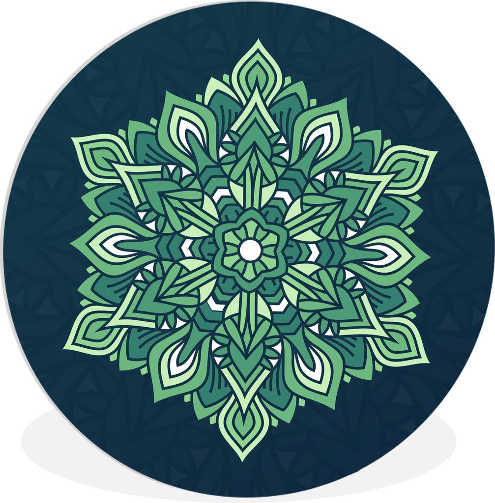 MuchoWow Rundes Wandbild - Runde Bilder Mandala abstrakt grün Ø 90 cm Kreis Wanddekoration Kunststoff - Wandkreis - Wandschmuck - Wand-Kreis - ...