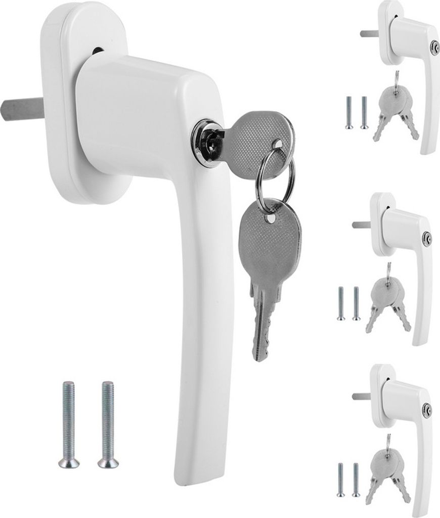 Jiubiaz Fenstergriff Fensterschlösser Balkontürgriff Design Alu abschließbar weiß gleichschließend Griff 4X