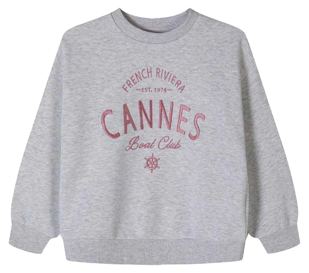 Minoti - Sweatshirt für Mädchen, Rundhalsausschnitt, Fleece MN239 (134) (Grau)