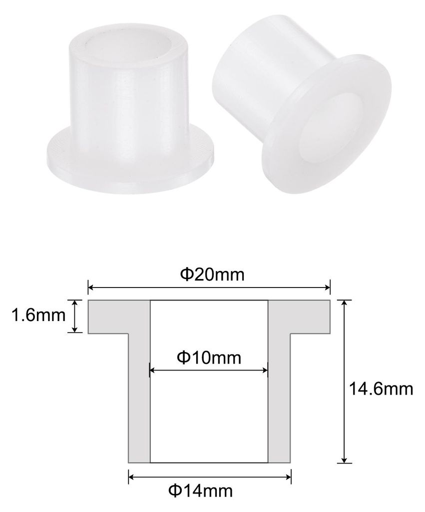 4 Stš¹ck Flanschgleitlager Kunststoffbuchsen 10 mm Bohrung x 14 mm Au?endurchmesser x 14,6 mm L?nge Nylonbuchsen, wei?