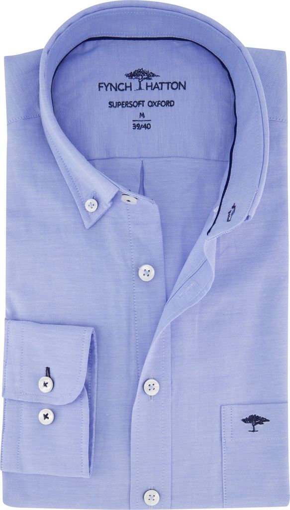 Fynch Hatton Supersoft Oxford Hemd hellblau einfarbig Produktbild 