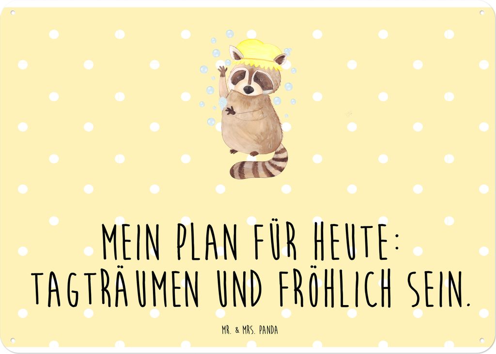 Mr. & Mrs. Panda tafel Waschbär DIN A4 - Gelb Pastell - Geschenk, Seifenblasen, wandtafel, Lustige Sprüche, Magnetschild, Blechschild, Schild, Wa...
