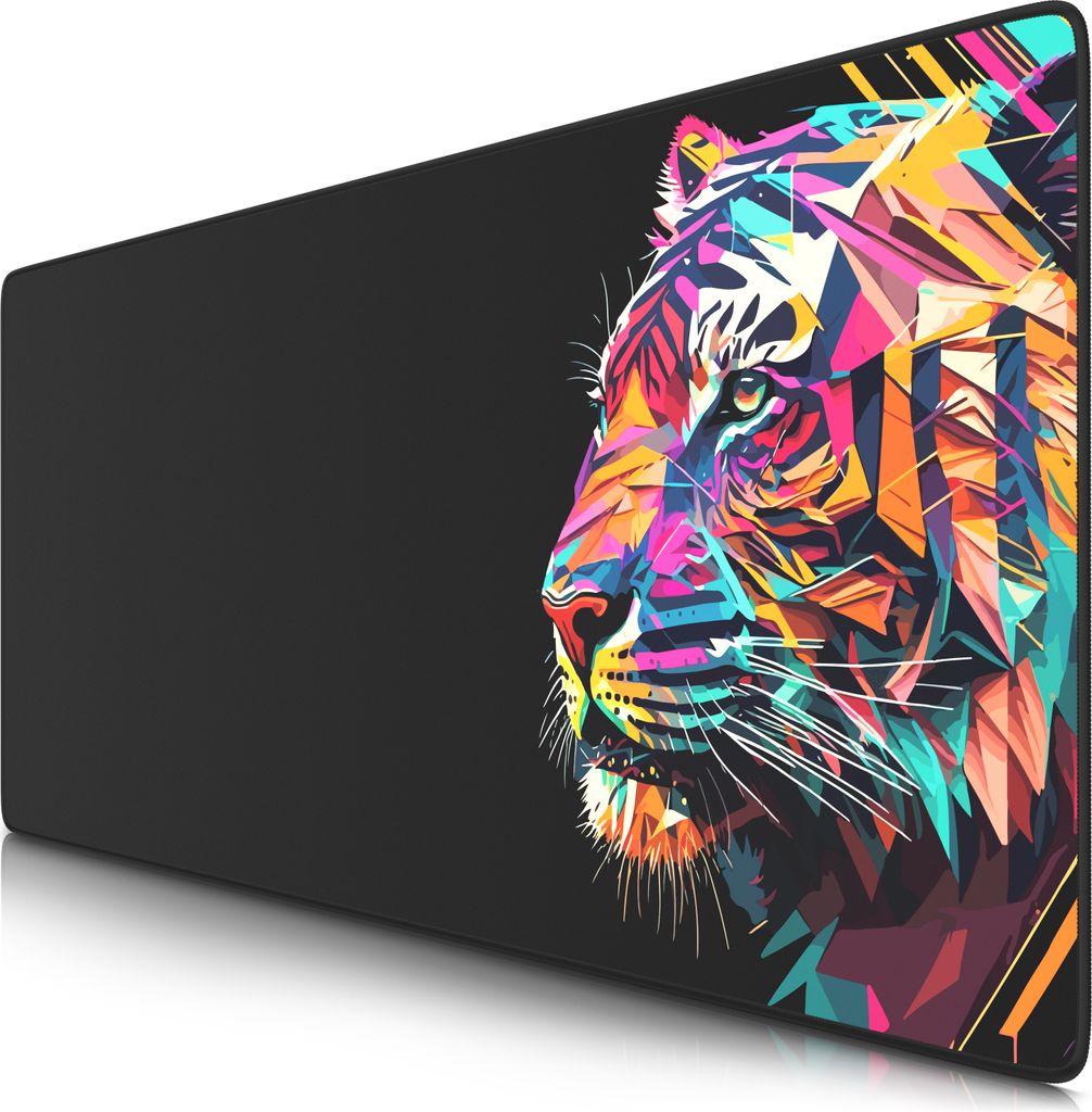 Titanwolf Gaming Mauspad XXL, 900 x 400 x 3 mm, Schreibtischunterlage, abwaschbar, rutschfeste Rückseite, Geschwindigkeit & Präzision, Colour Tiger