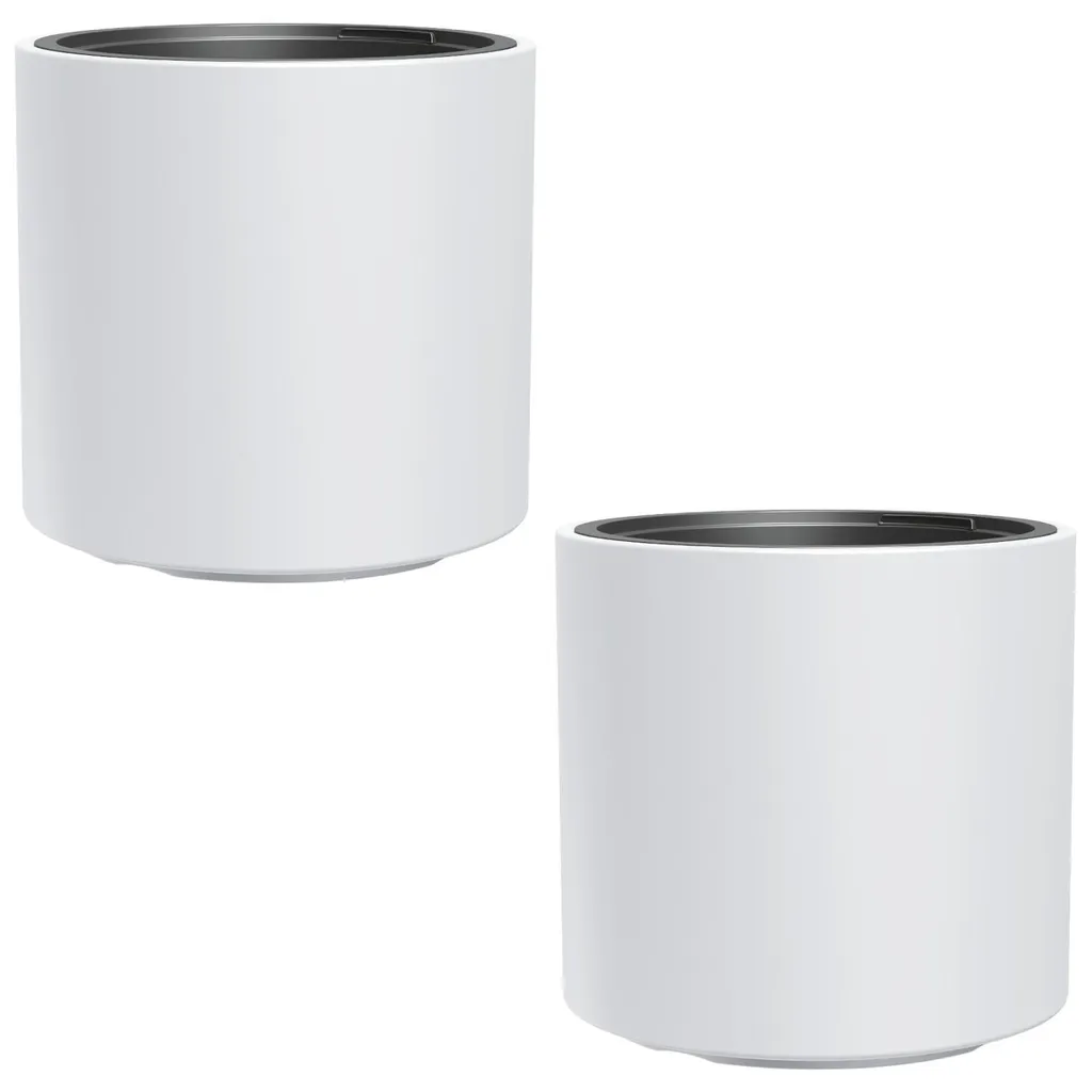 Jardinière haute blanche mate 31L avec bac amovible pour extérieur lot 2