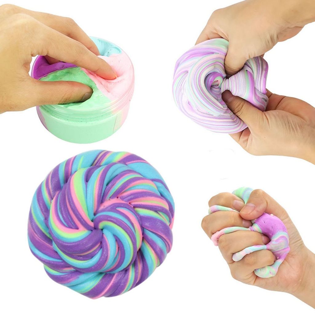 Rainbow Colorful Fluffy Fluff Floam Slime Schleim für Stressabbau DIY 