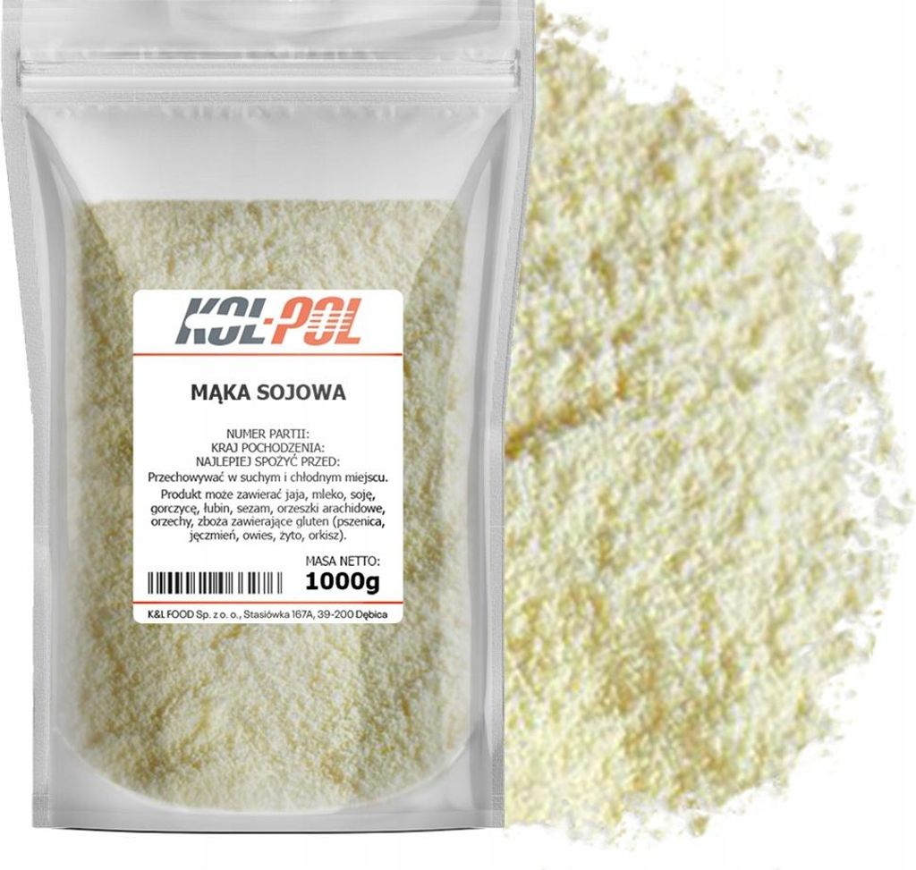 MĄKA SOJOWA 1kg Odtłuszczona soja bez GMO naturalna wysoka Zdjęcie produktu 