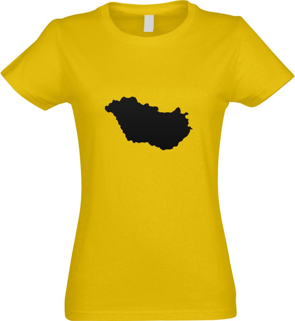 Kiwistar - T-Shirt tailliert - Damen - gelb - Ungarn Umriss Kontur - mit Motiv Bedruckt - Funshirt Design - Sport - Freizeit - Damen - XL